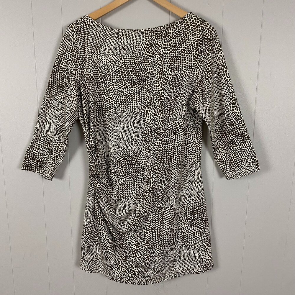 J McLaughlin Animal Leopard Print Dress Women's Large Ruched Sheath Stretch